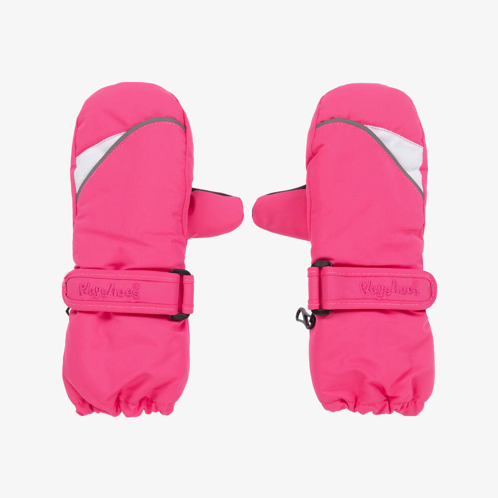 Playshoes Kids Pink Waterproof Ski Mittens with Thinsulate Insulation & Reinforced Palms